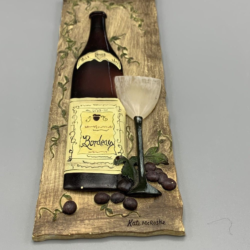 New View Katie McRostie 3D Bordeaux Wine Wall Plaque Resin Bar Decor Wine Room